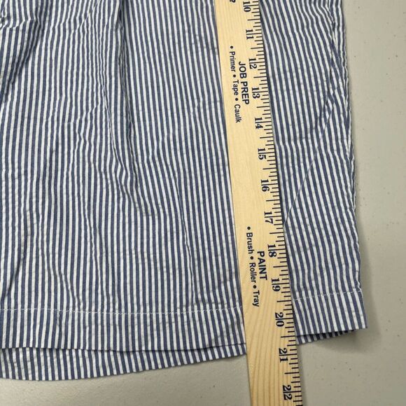 Jos A Bank Shorts Men 42 x 8.5" Inseam Blue Stripe Seersucker Pleated Stays Cool - Picture 7 of 11
